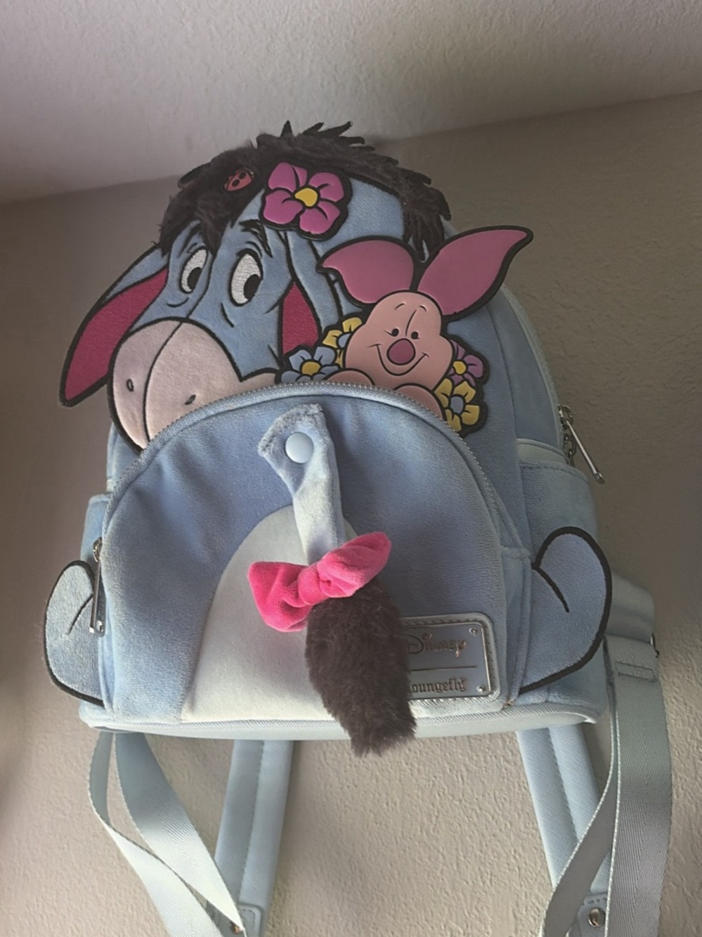 Loungefly Light Blue Eeyore & Piglet Mini Backpack with Pink Accents